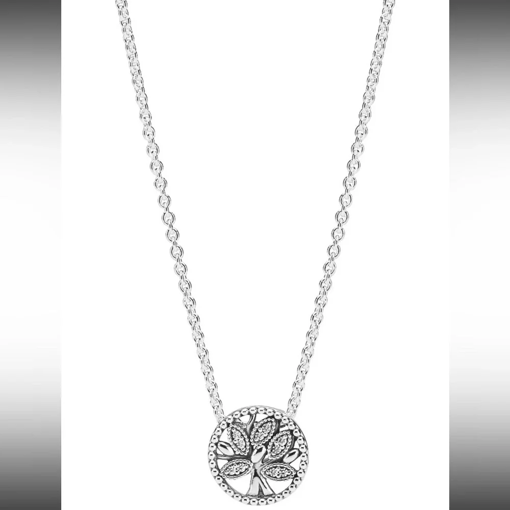NWT PANDORA Family Tree of Life Pendant Chain Necklace Color Silver